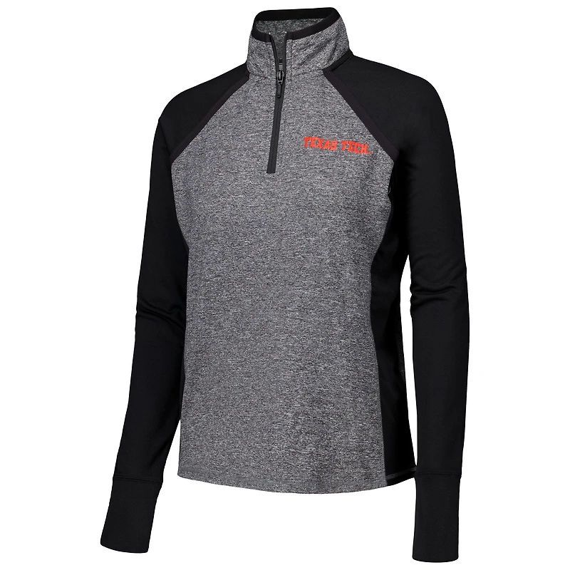 Women's Black/Heather Gray Texas Tech Red Raiders Finalist Raglan Quarter-Zip Jacket