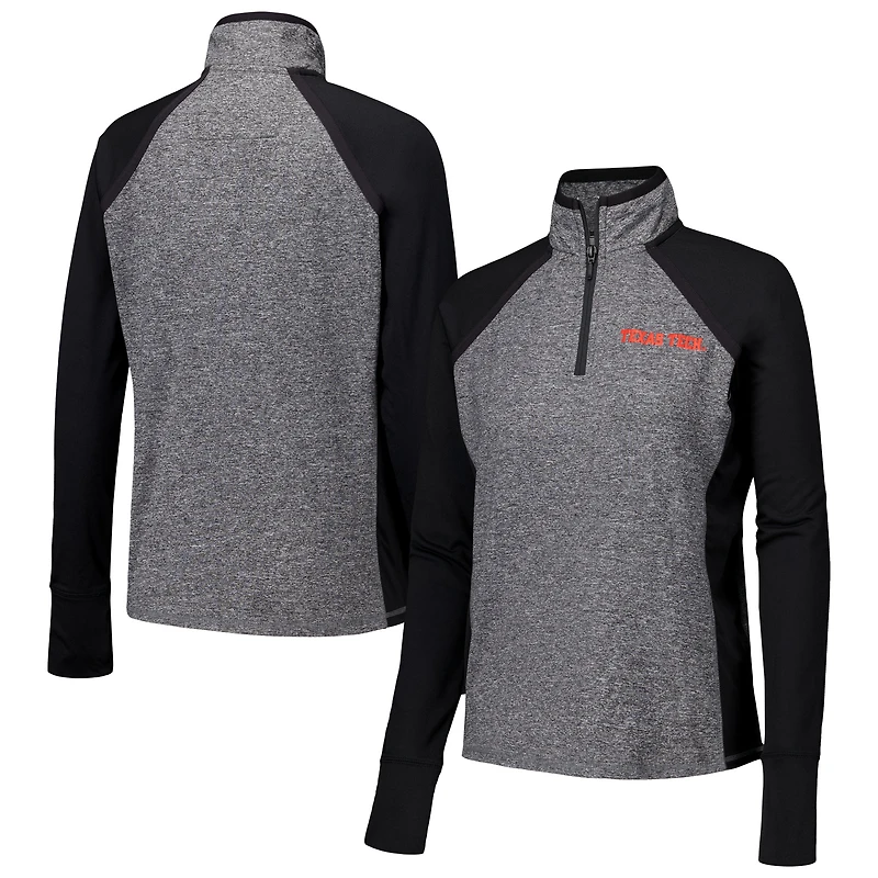 Veste zippée quart de tour raglan Texas Tech Red Raiders pour femme, noir/gris chiné