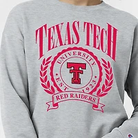 Women's Champion  Heather Gray Texas Tech Red Raiders Academic Crest Powerblend Crewneck Sweatshirt