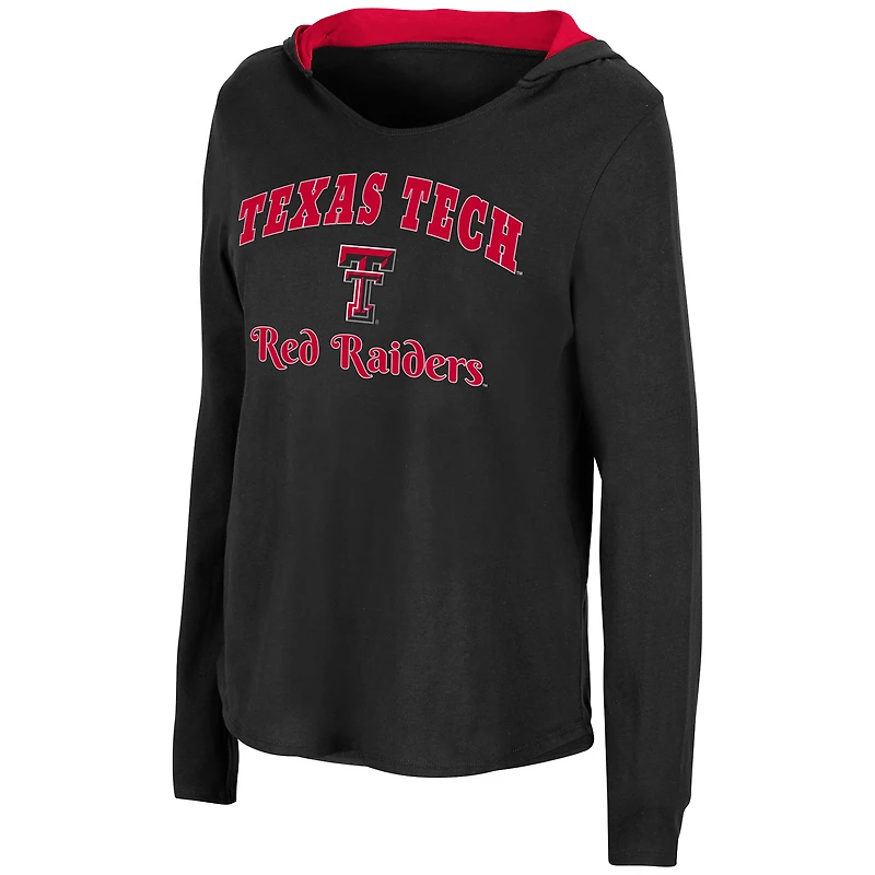 Women's Colosseum Black Texas Tech Red Raiders Catalina Hoodie Long Sleeve T-Shirt