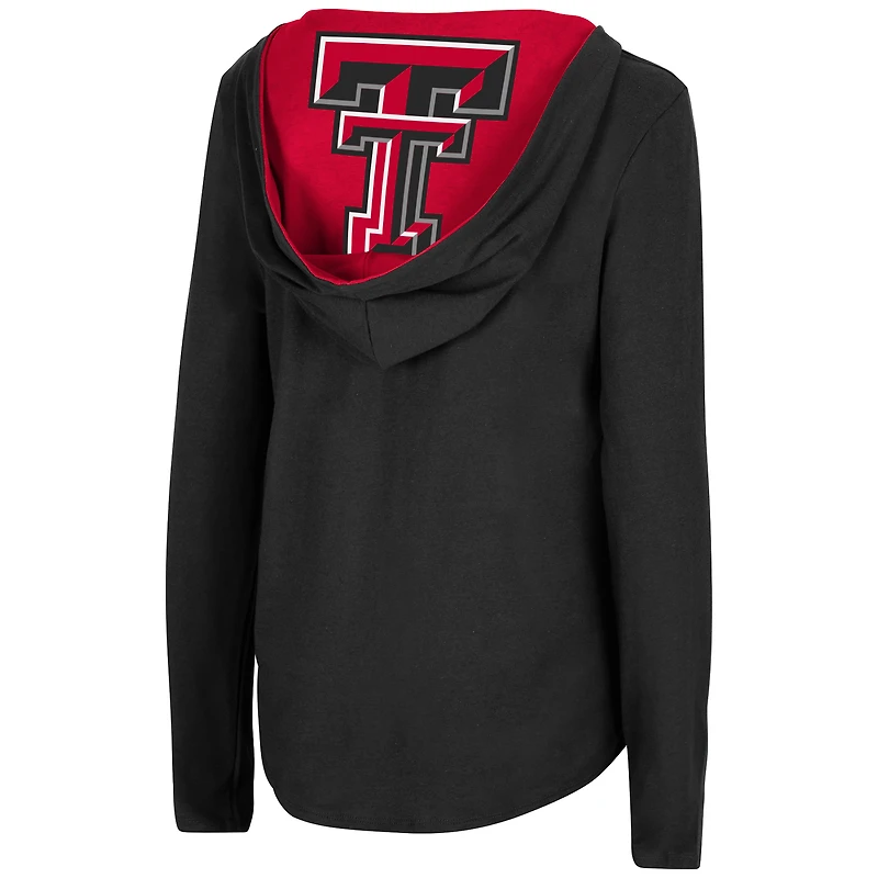 Women's Colosseum Black Texas Tech Red Raiders Catalina Hoodie Long Sleeve T-Shirt