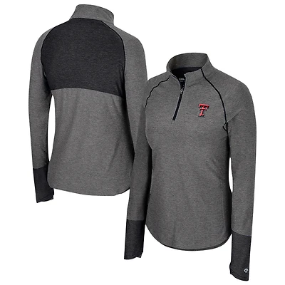 Women's Colosseum  Black Texas Tech Red Raiders Morningside Sleeve Hit Raglan Quarter-Zip Top