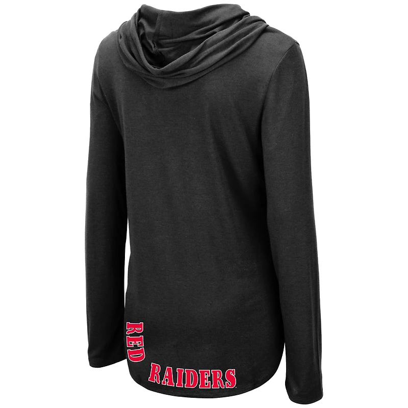 Women's Colosseum Black Texas Tech Red Raiders My Lover Lightweight Hooded Long Sleeve T-Shirt