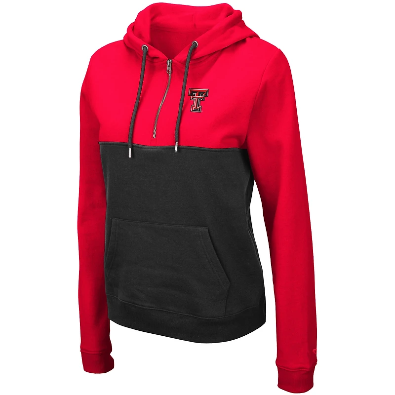 Sweat à capuche léger demi-fermeture éclair pour femme Colosseum Red/Black Texas Tech Red Raiders Aidan