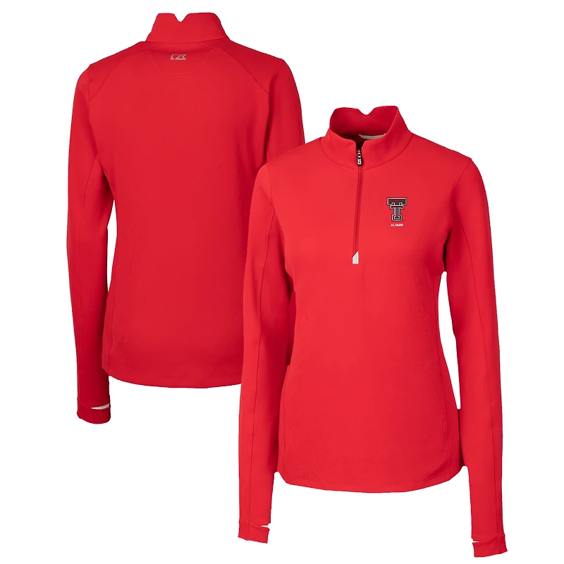 Women's Cutter & Buck  Red Texas Tech Raiders Alumni Traverse Stretch Quarter-Zip Top