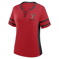 T-shirt à lacets Fanatics rouge/noir Texas Tech Red Raiders Be Fearless Athena pour femme