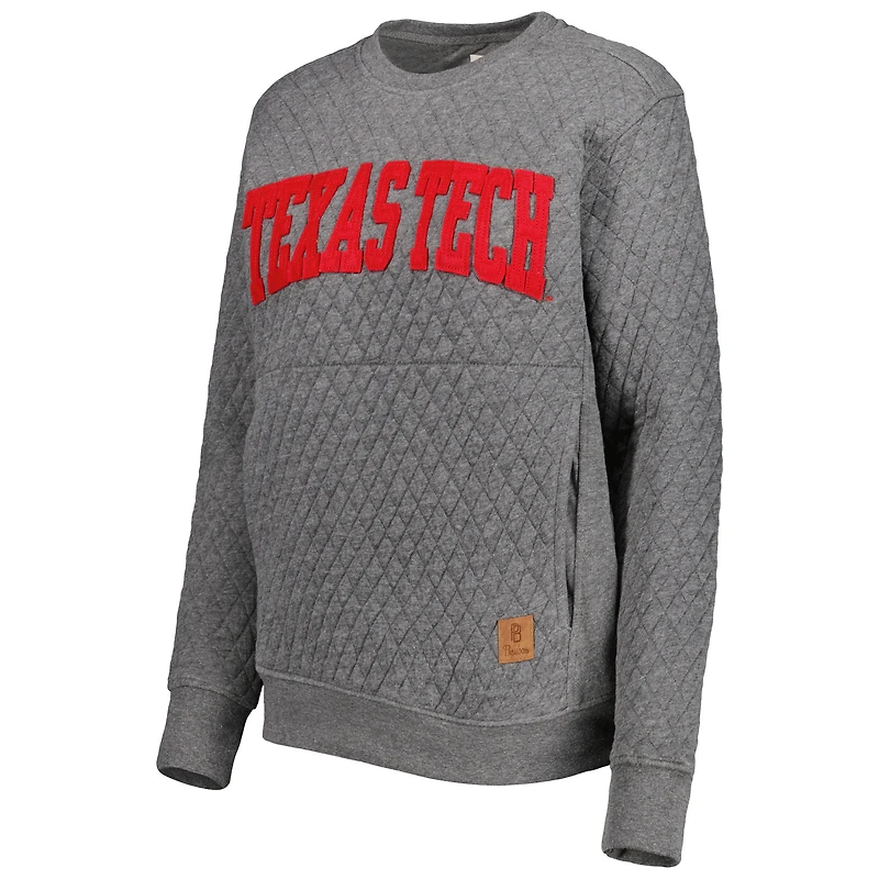 Sweat-shirt matelassé Pressbox Heather Charcoal Texas Tech Red Raiders Moose pour femme