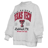 Sweat-shirt réversible Pressbox pour femmes, gris chiné, Texas Tech Red Raiders