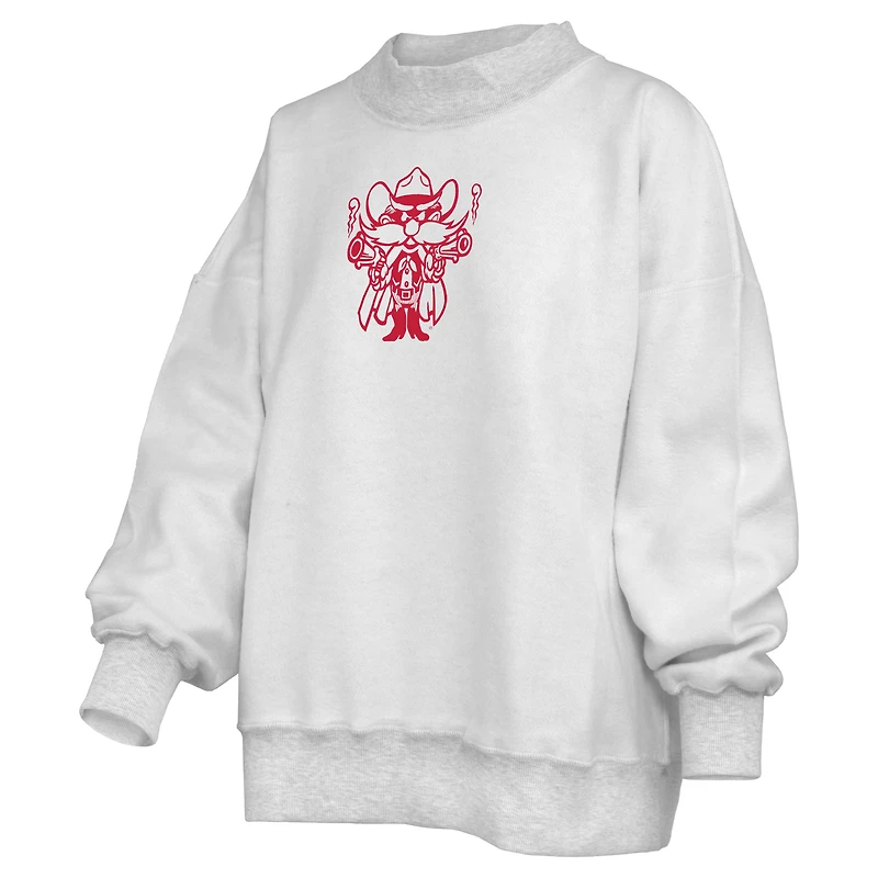 Sweat-shirt réversible Pressbox pour femmes, gris chiné, Texas Tech Red Raiders