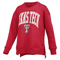 Women's Pressbox Red Texas Tech Raiders Pocketed Arch Pullover Sweatshirt