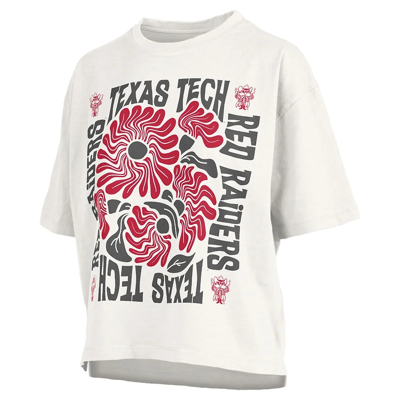 T-shirt oversize en jersey flammé blanc Pressbox pour femmes, Texas Tech Red Raiders Elena