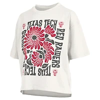 T-shirt oversize en jersey flammé blanc Pressbox pour femmes, Texas Tech Red Raiders Elena