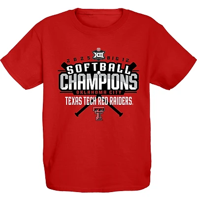 Youth Blue 84  Red Texas Tech Raiders 2025 Big 12 Softball Conference Tournament Champions Locker Room T-Shirt