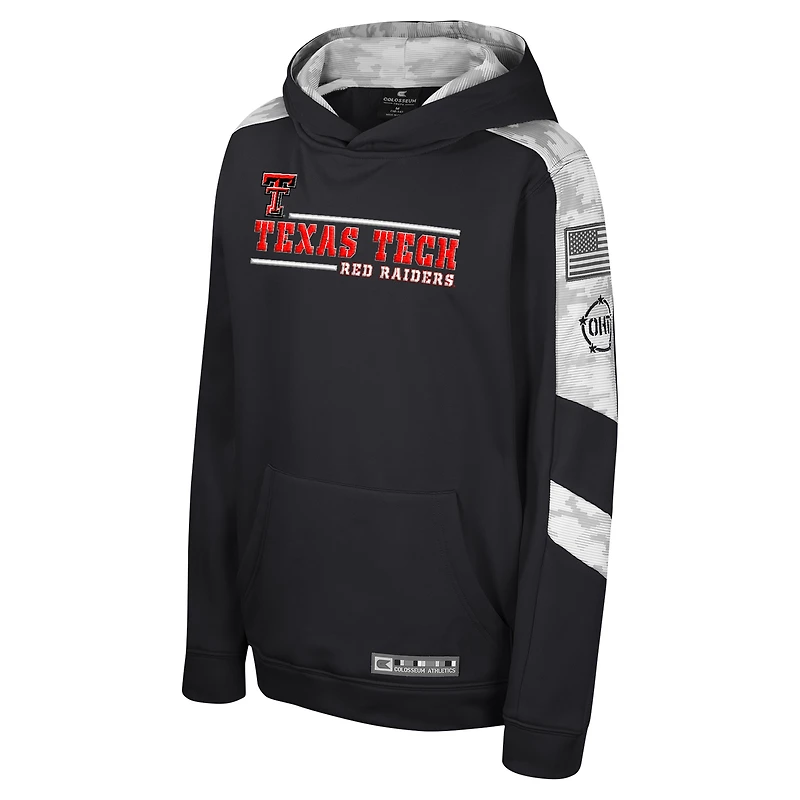 Youth Colosseum Black Texas Tech Red Raiders OHT Military Appreciation Cyclone Digital Camo Pullover Hoodie