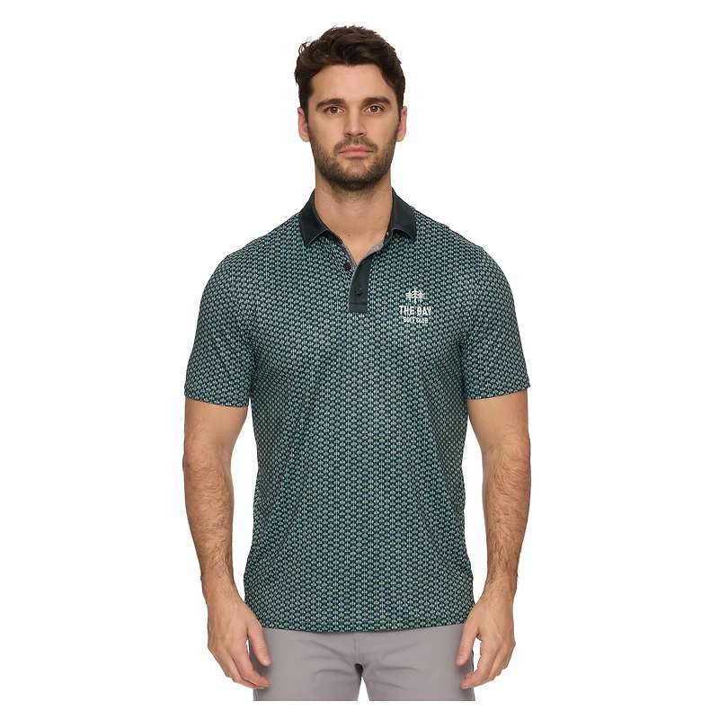 Men's Flag & Anthem  Green The Bay Golf Club All-Over Logo Polo