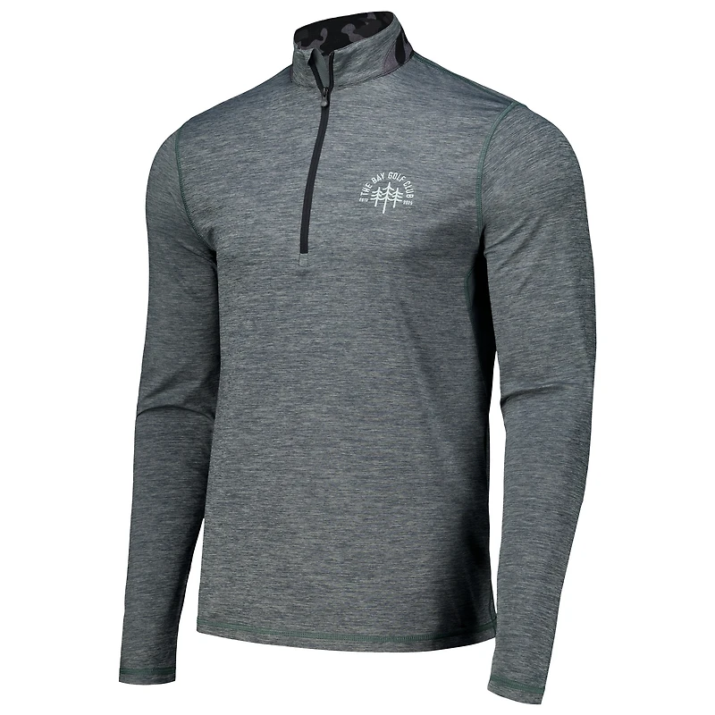 Pull Greyson Clothiers Heather Green pour hommes The Bay Golf Club Guide Sport Performance à quart de zip