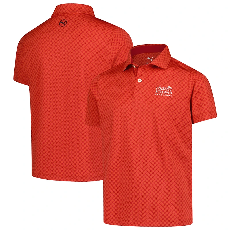 Polo Puma orange The Charles Schwab Challenge Micro Floral MATTR pour garçon