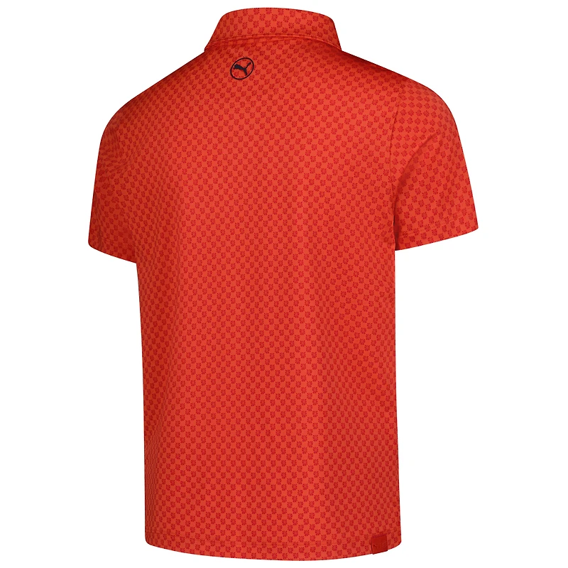 Boy's Youth Puma  Orange The Charles Schwab Challenge Micro Floral MATTR Polo