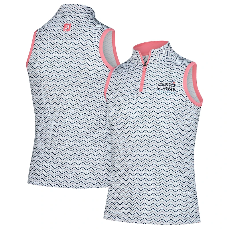 Girl's Youth FootJoy  White The Charles Schwab Challenge Sleeveless Polo