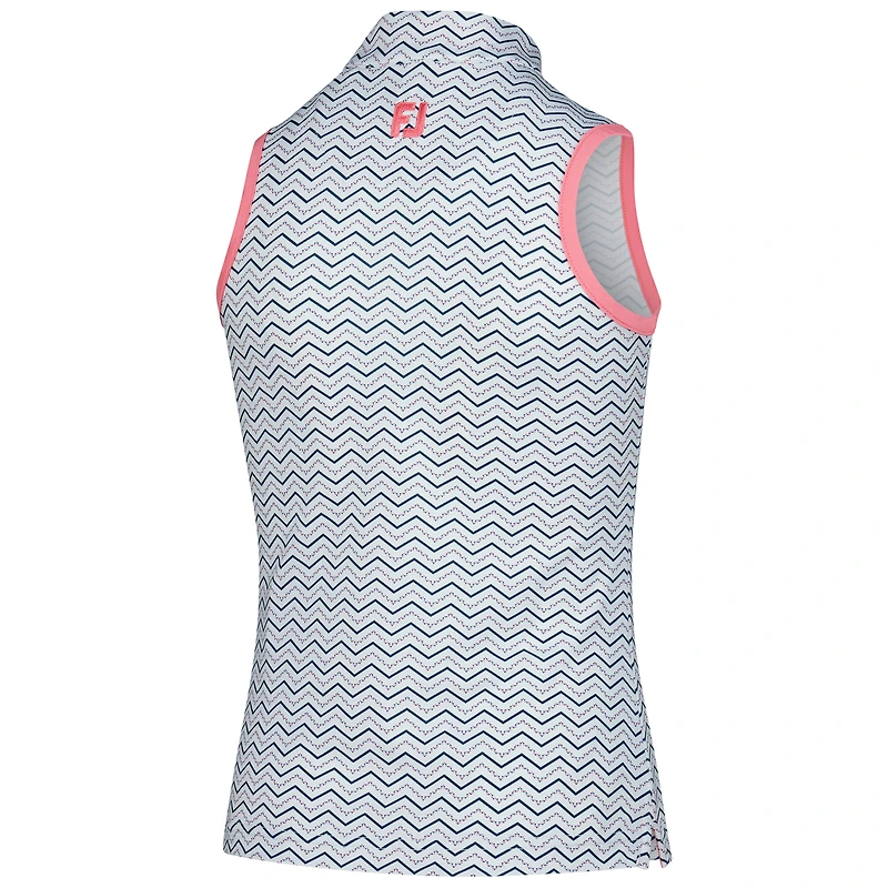 Girl's Youth FootJoy White The Charles Schwab Challenge Sleeveless Polo