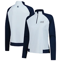 Women's FootJoy  Light Blue/Navy The Charles Schwab Challenge Raglan Quarter-Zip Pullover