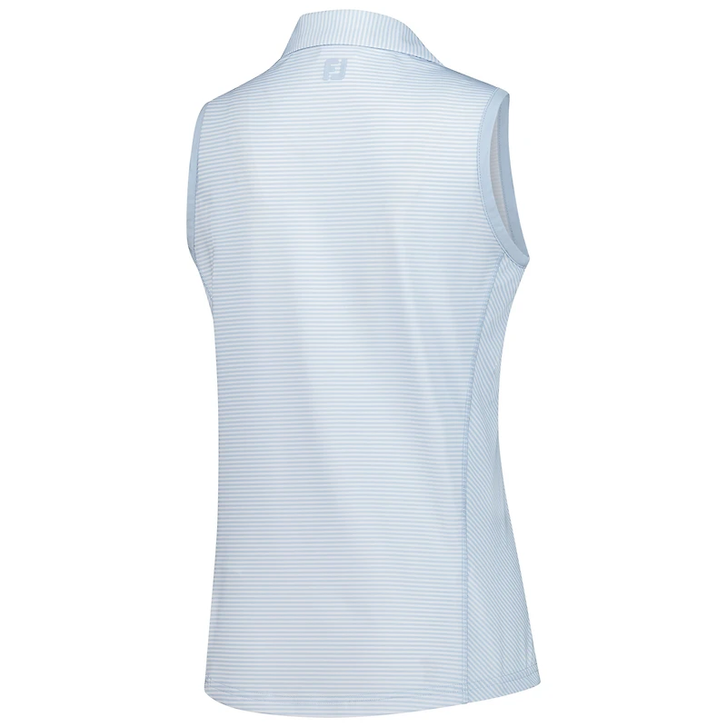 Polo sans manches bleu clair à rayures The Charles Schwab Challenge pour femme FootJoy