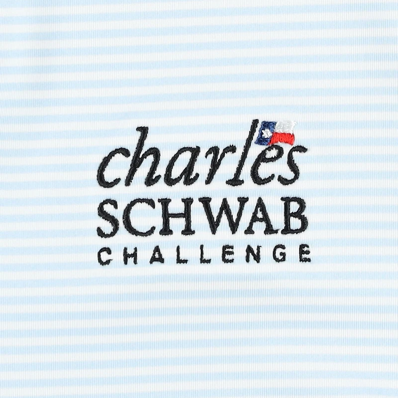 Polo sans manches bleu clair à rayures The Charles Schwab Challenge pour femme FootJoy
