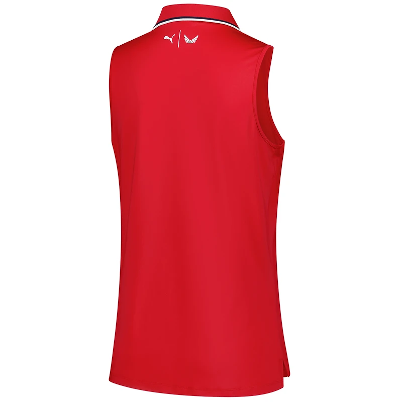 Women's Puma x Volition  Red The Charles Schwab Challenge Tipped Mattr Sleeveless Polo