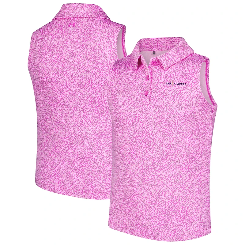 Girl's Youth Under Armour  Pink THE PLAYERS Blade Print Sleeveless Polo