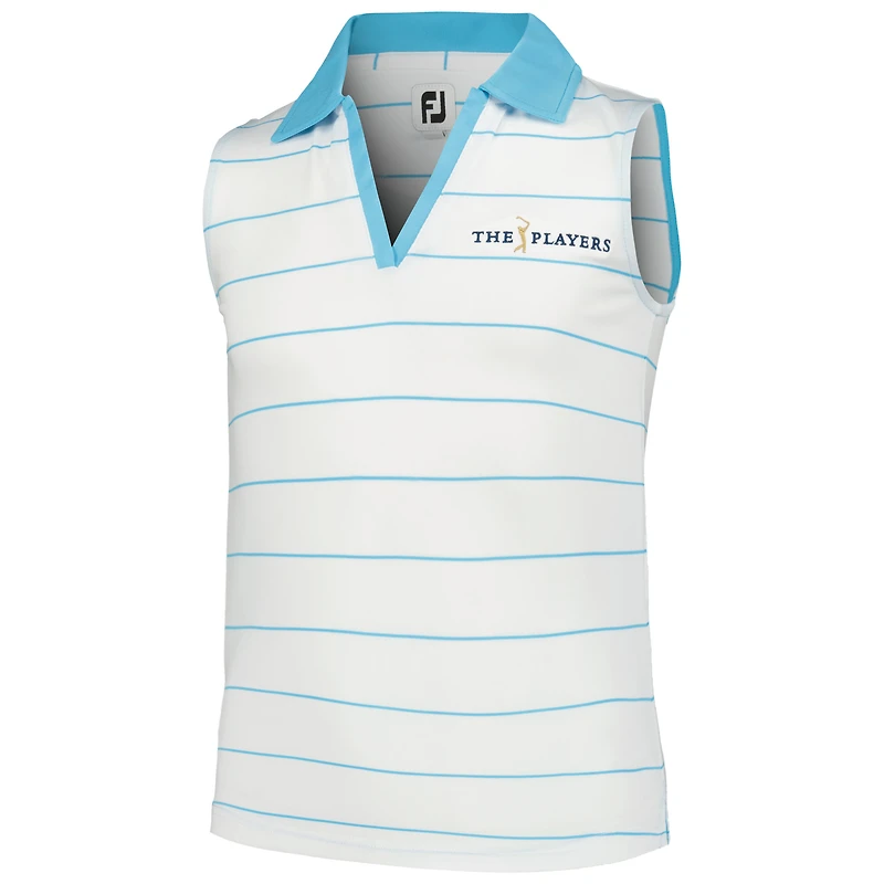 Polo sans manches à col en V THE PLAYERS ProDry pour jeunes filles FootJoy blanc