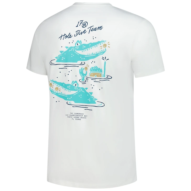 Men's Breezy Golf White THE PLAYERS 17th Hole Dive Team T-Shirt