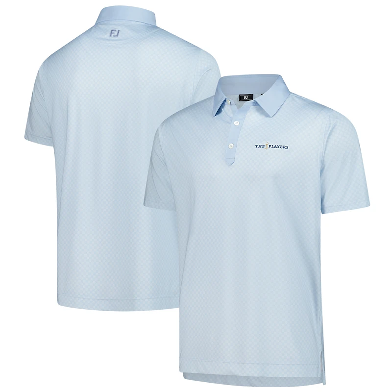 Men's FootJoy Light Blue THE PLAYERS ProDry Checker Print Lisle Polo