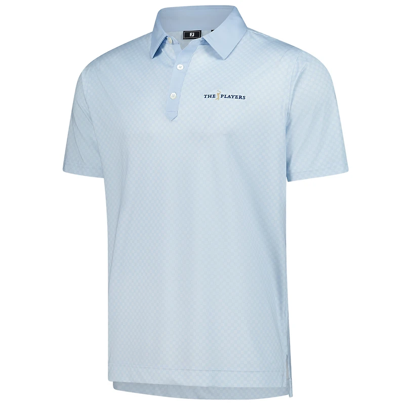 Men's FootJoy  Light Blue THE PLAYERS ProDry Checker Print Lisle Polo