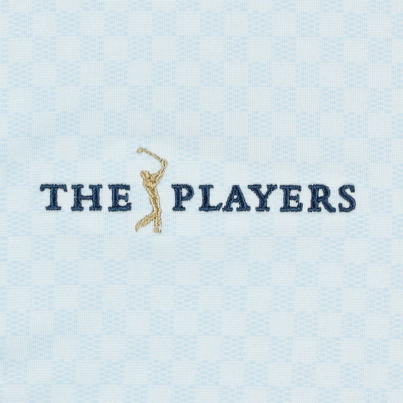 Men's FootJoy  Light Blue THE PLAYERS ProDry Checker Print Lisle Polo