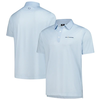 Men's FootJoy  Light Blue THE PLAYERS ProDry Checker Print Lisle Polo