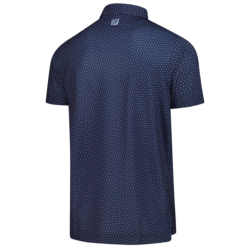 Men's FootJoy Navy THE PLAYERS ProDry Bounce Print Stretch Pique Polo
