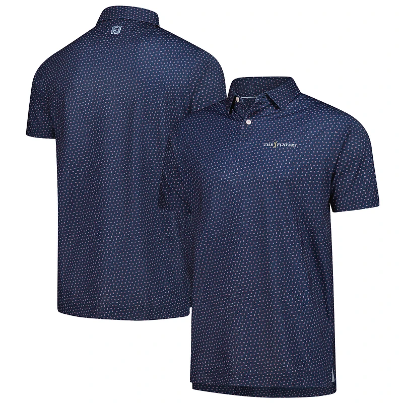 Men's FootJoy Navy THE PLAYERS ProDry Bounce Print Stretch Pique Polo