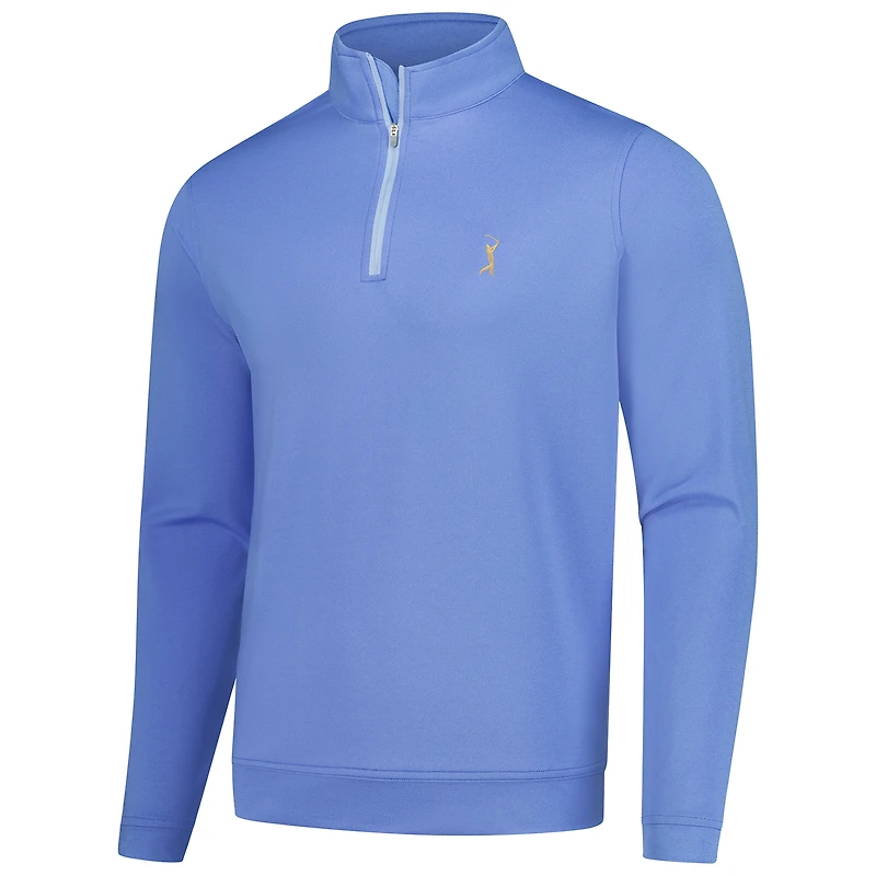 Men's Peter Millar  Blue THE PLAYERS Goldman Perth Melange Performance Quarter-Zip Pullover