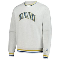 Men's Barstool Golf  Heather Gray THE PLAYERS Striped Pullover Sweatshirt