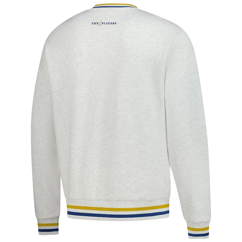 Men's Barstool Golf  Heather Gray THE PLAYERS Striped Pullover Sweatshirt