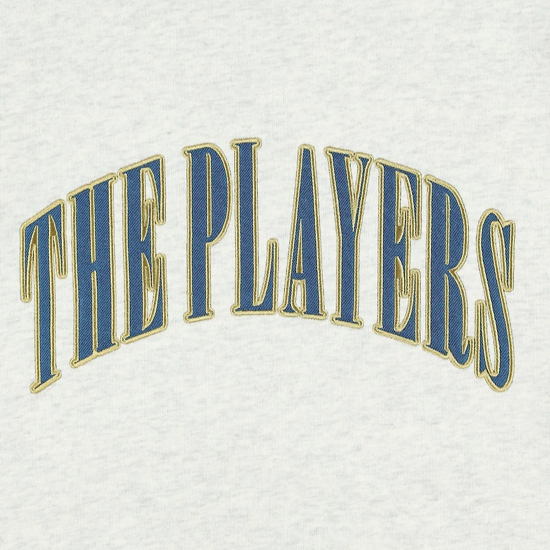 Men's Barstool Golf  Heather Gray THE PLAYERS Striped Pullover Sweatshirt