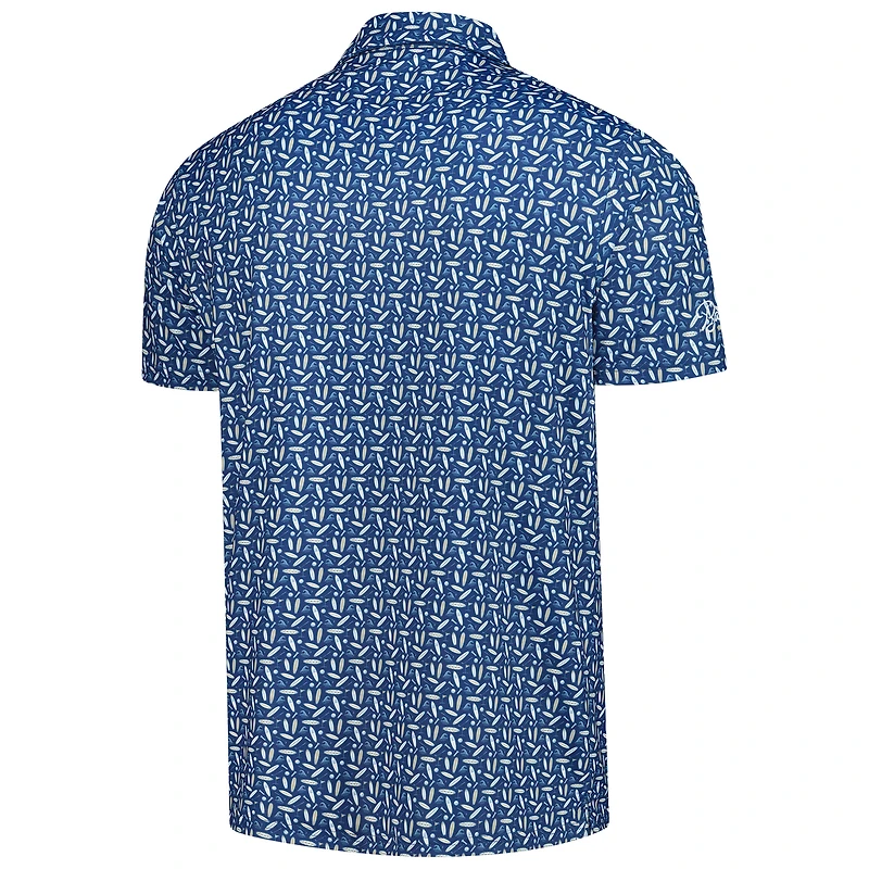 Polo imprimé Surf N Turf pour homme Barstool Golf Navy THE PLAYERS