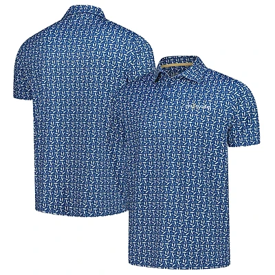Men's Barstool Golf Navy THE PLAYERS Surf N Turf Printed Polo