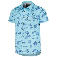 Chemise boutonnée tri-mélange de pêche THE PLAYERS Flomotion pour hommes, bleue