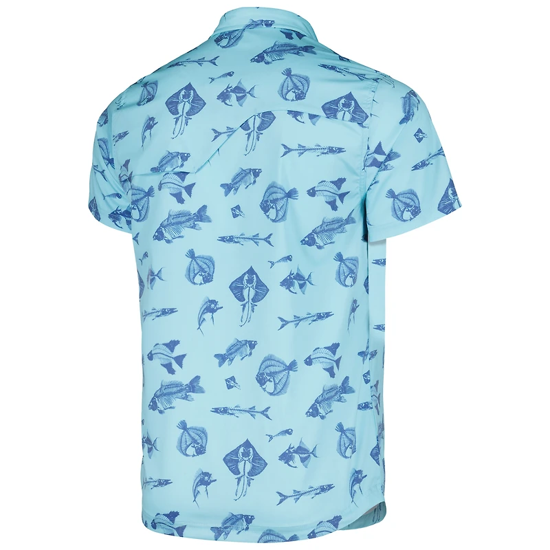 Chemise boutonnée tri-mélange de pêche THE PLAYERS Flomotion pour hommes, bleue