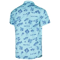 Chemise boutonnée tri-mélange de pêche THE PLAYERS Flomotion pour hommes, bleue