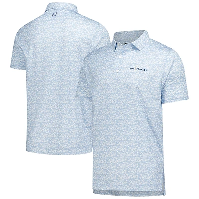 Men's FootJoy Light Blue THE PLAYERS Hidden Palm Print Lisle Polo