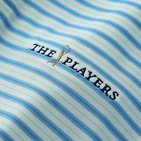 Men's FootJoy Light Blue THE PLAYERS Pinstripe Pop Lisle Polo