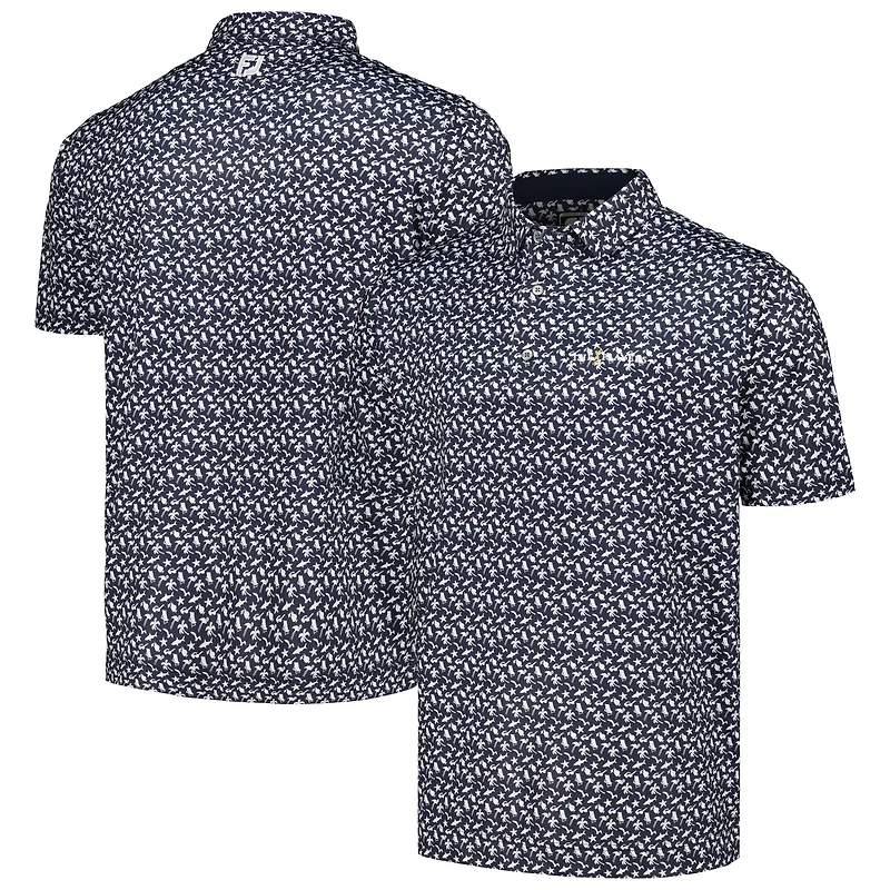 Polo en fil d'Écosse FootJoy THE PLAYERS Beach Print ProDry® pour hommes bleu marine