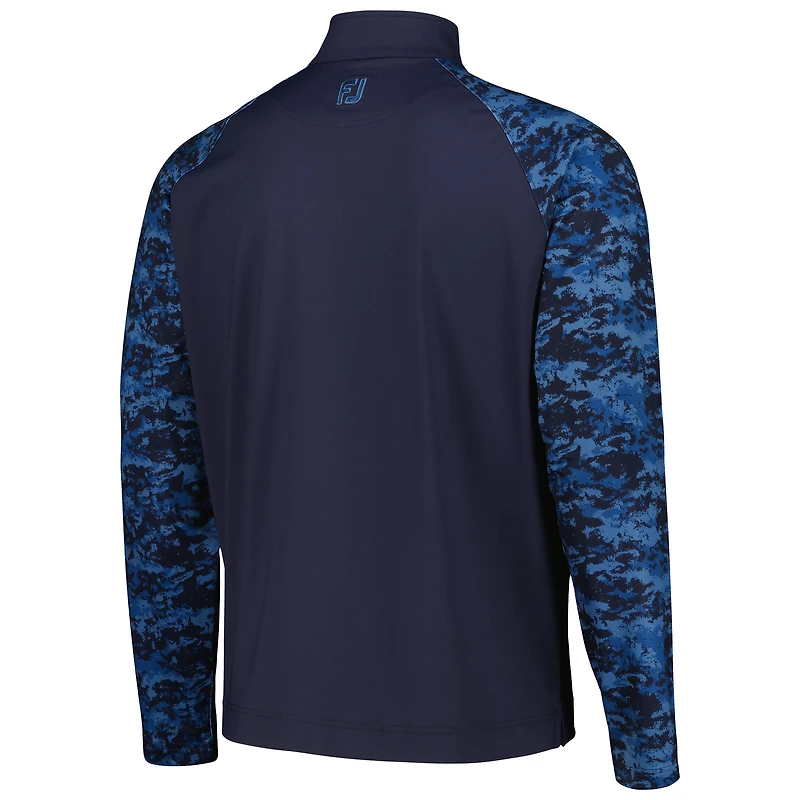 Men's FootJoy Navy THE PLAYERS Camo Color Block Raglan Quarter-Zip Top